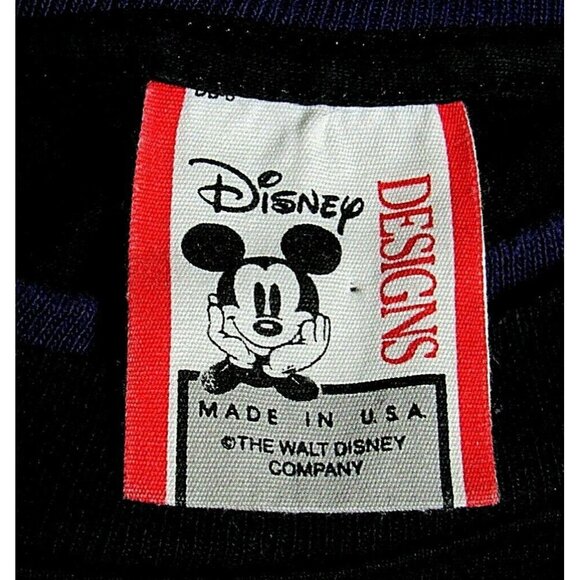Vintage Mickey Mouse T Shirt Tee Black Neon Disney Designs Double Collar Medium - Picture 6 of 8